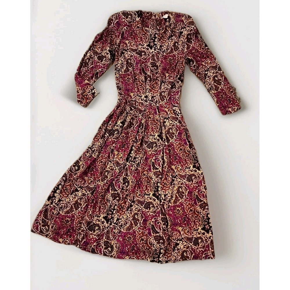 Vintage Lady Carol Paisley Floral Secretary Dress Sz 10 Granny Core Estate